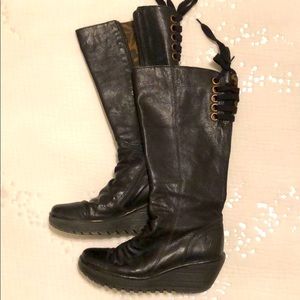 Fly London Black Knee High Boots size 39